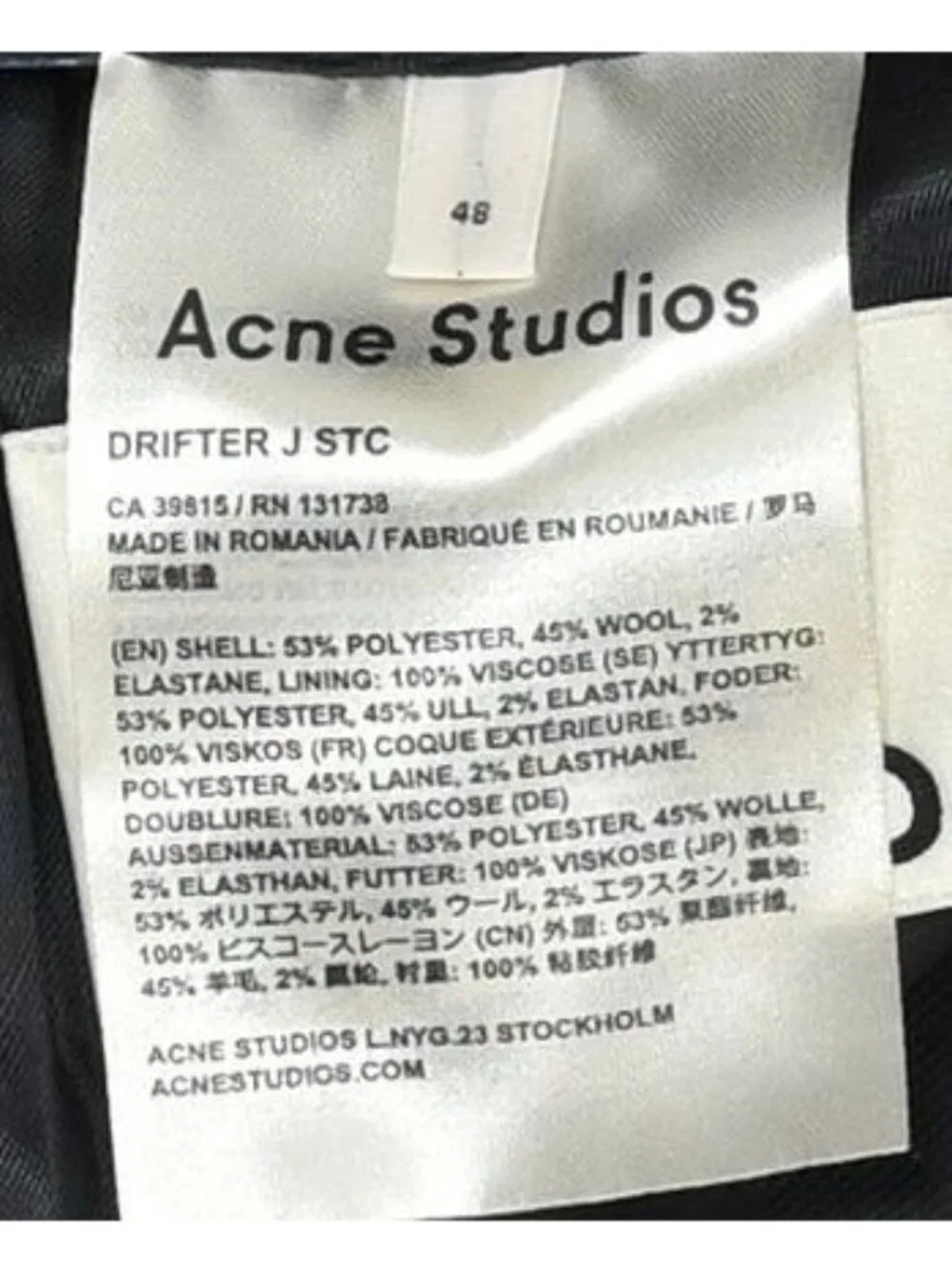 Acne Studios Drifter J STC Tailored Blazer in Black